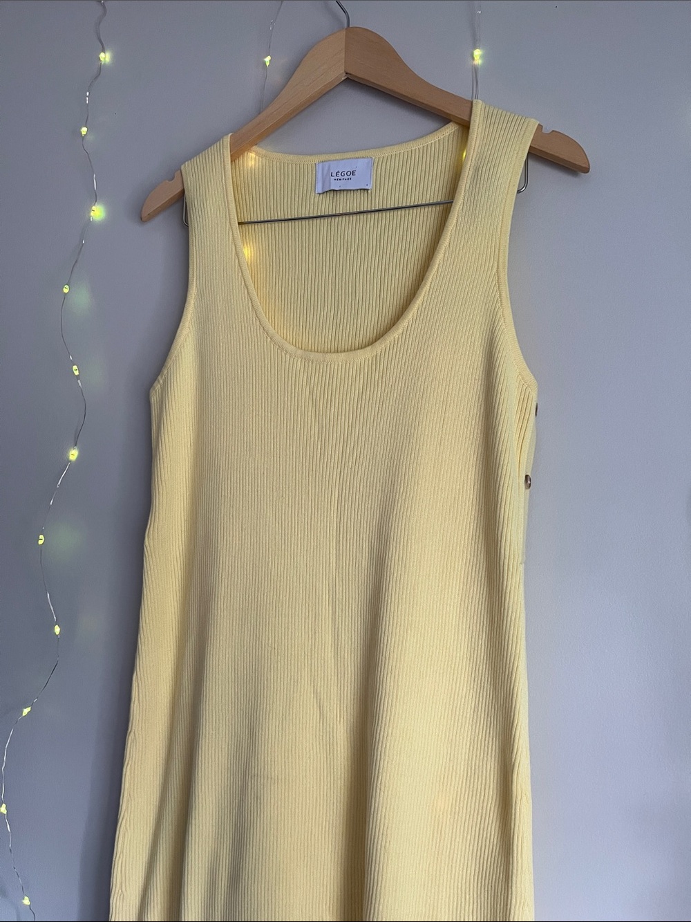 Heritage Ribbed Scoop Tank Dress in Pale Yellow